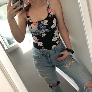 Garage Black Floral Bodysuit!